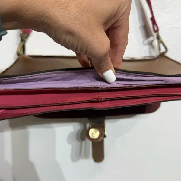 Pink Zebra Leather Crossbody Purse - Image 7