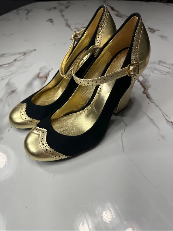 Coach Gold and Black Mary Jane Heels - Image 4