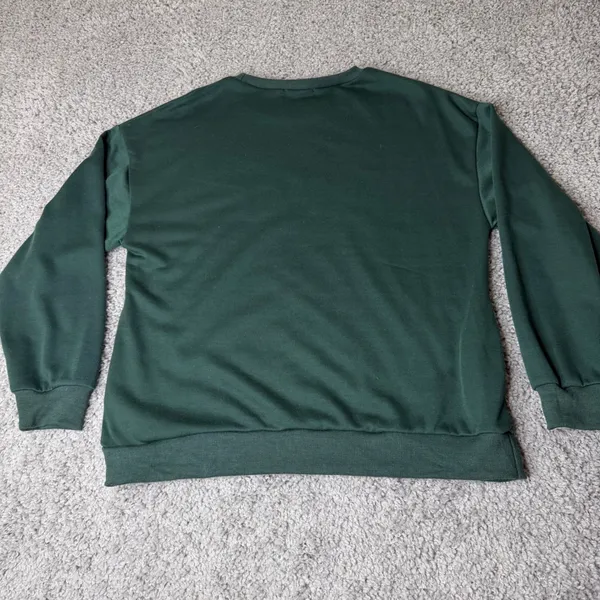 Shein Hawaii USA Embroidered Sweatshirt Forest Green Yellow Lettering Womens L - Image 5