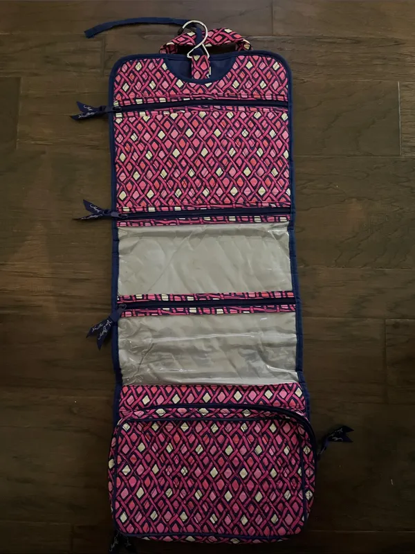 Vera Bradley Pink Navy Geometric Quilted Travel Tote - Image 2