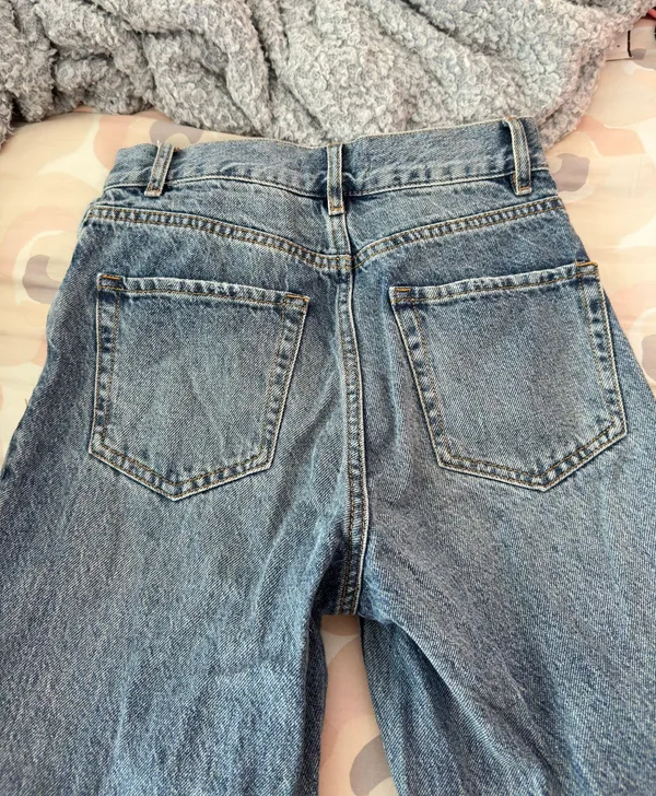 PacSun Eco Medium Blue Distressed High Waisted Straight Leg Jeans - Image 7