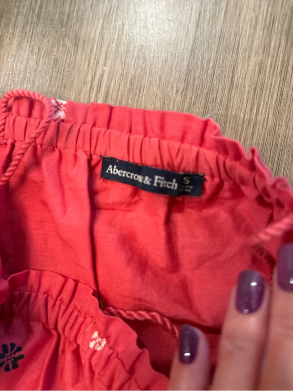 Abercrombie & Fitch Coral Tie-Shoulder Embroidered Mini Dress Sz S - Image 5
