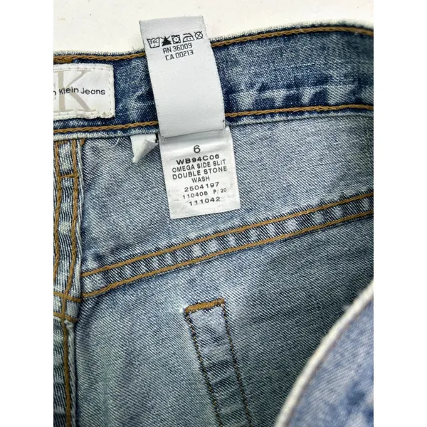 Calvin Klein 1990's women’s Omega Side Slit SZ 6 denim shorts wash double stone - Image 5