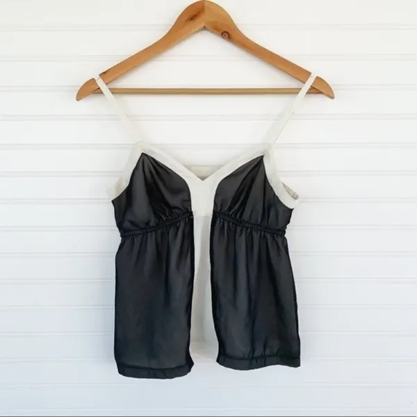 Elle Colorblock Empire Waist Camisole‎ XS Black Cream Adjustable Straps - Image 2