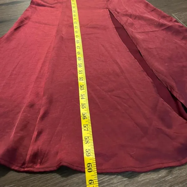 Burgundy one shoulder formal maxi dress - Image 2