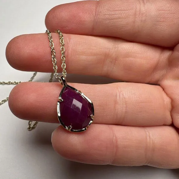 Kendra Scott Purple Pendant Silver Tone Necklace Adjustable Length NWT - Image 9