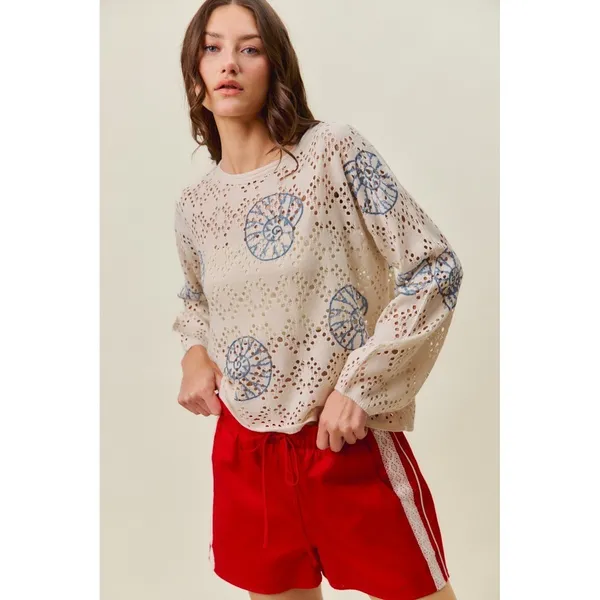 SO ME Seashell Lightweight Sweater Top - Image 12