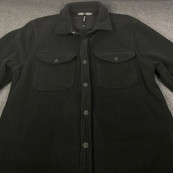 MPG Sport Fleece Shacket Women‎ M Black Snap Front Pocket Jacket Athleisure Cozy - Image 3