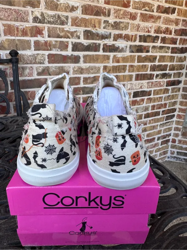 Corkys Babalu White Pumpkin Canvas Slip-On Women’s Size 10 Sneakers NIB - Image 6