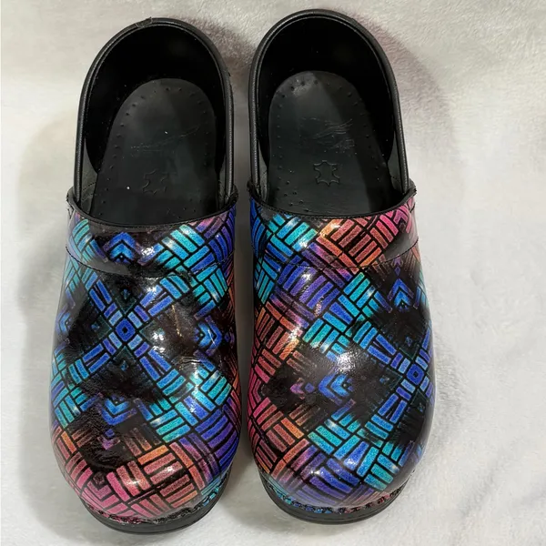 Dansko Womens Professional Color Weave Patent Leather Clog Shoes Sz 38 (7.5-8) - Image 2