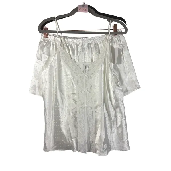 Flora Nikrooz Tiana Jacquard Cami Set Ivory Lace Satin Pajamas Q81619 Medium M - Image 2