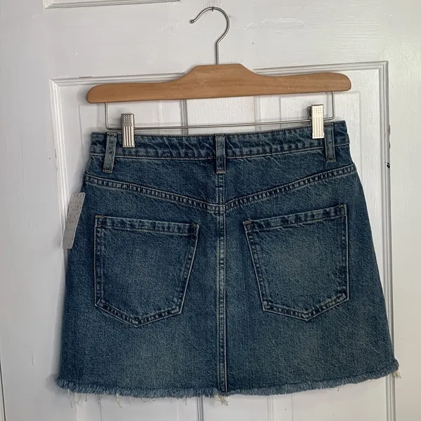 Free People We the Free Copper Blue Denim Mini Jean Skirt New w Tag W-924 Sz 27 - Image 9