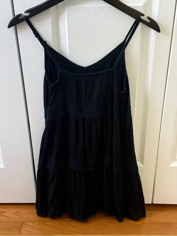 Aerie Black Lace Detailed Babydoll Dress in Black - Image 3