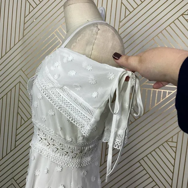 Lioness Cross Back Layered Folk Midaxi Dress in White Boho‎ Size US Small - Image 9