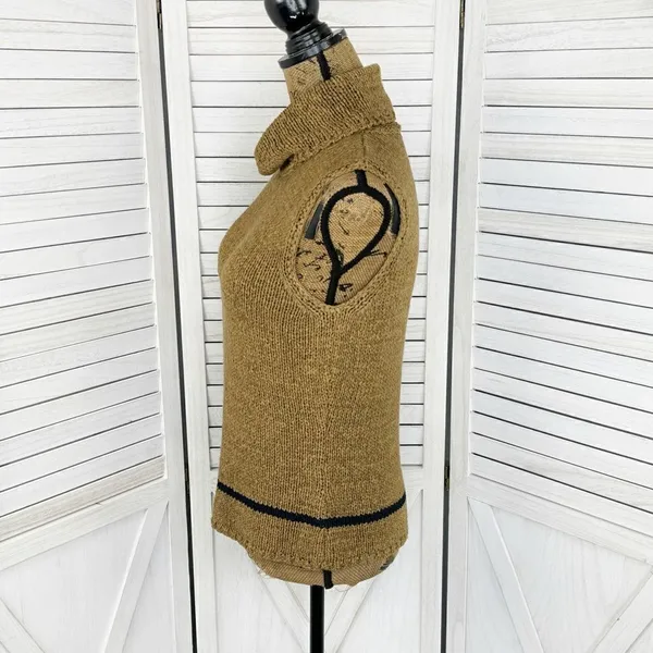 Jones New York Sleeveless Nylon Knit Turtleneck Sweater Tan Medium‎ Preppy - Image 2