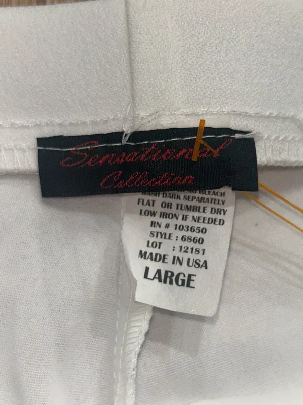 Sensational Collection White High-Waist Sailor Style Wide Leg Pants Large NWT - Image 3