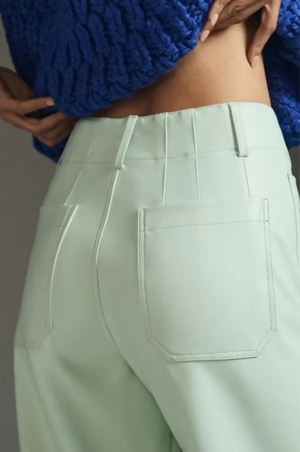 Maeve by Anthropologie The Colette Wide Leg Crop Faux Leather Edition Mint 27P - Image 4