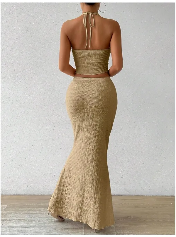 Halter skirt set Tan - Image 3