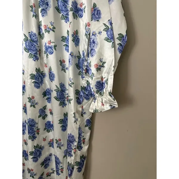 Vintage Sarah Morgan Satin Maxi Nightgown‎ Womens M Cottagecore Floral Granny - Image 3