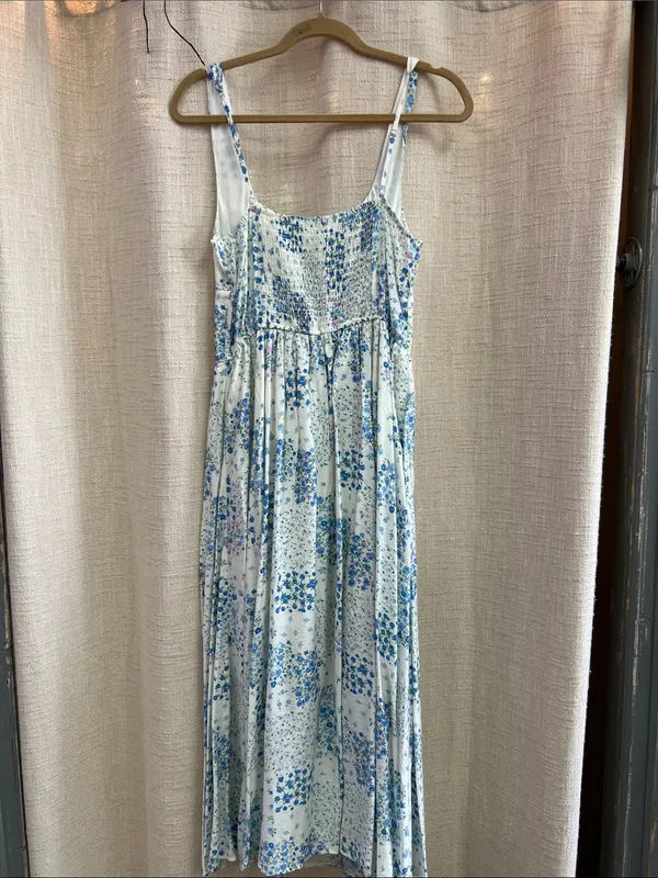 Floral Sleeveless Corset Front Tie Midi Dress Large - Image 16