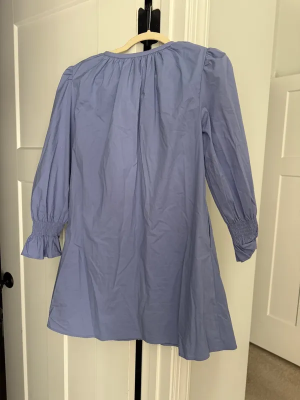 Addison Bay‎ Poplin Long Sleeve Sailor Dress Violet Button-Front Puff Sleeve - Image 5