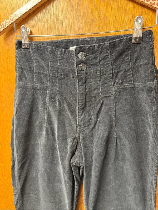Free People We The Free Jayde Cord Flare Jeans Corduroy Beluga Black 26 - Image 11