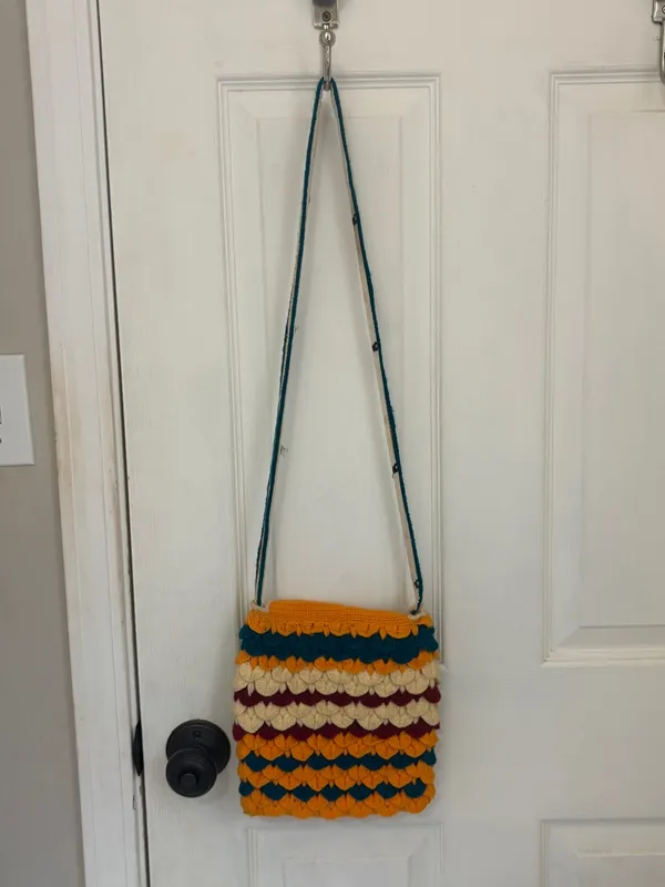 Vintage Handmade Colorful Crochet Purse - Image 4