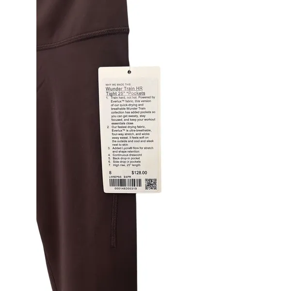 Lululemon. Wunder Train High-Rise Tight with Pockets 25" Espresso Size 8 NWT - Image 8
