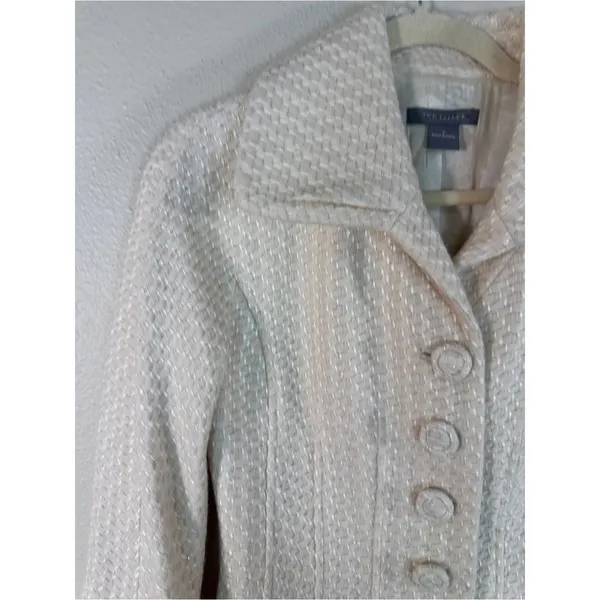 Ann Taylor Cream Wool Blend Blazer Jacket Womens 2 Retro Jackie O Classic Glam - Image 7