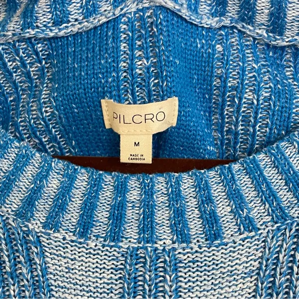 Anthropologie Pilcro Blue Textured High-Low Relaxed Pullover Sweater Size M‎ - Image 7