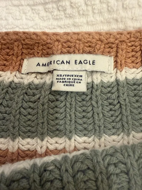 American Eagle Striped Cropped Sweater XS - Image 3
