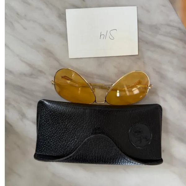 Vintage 70s RARE B&L Ray Ban Amber Yellow Aviator Sunglasses FLAW - Image 8