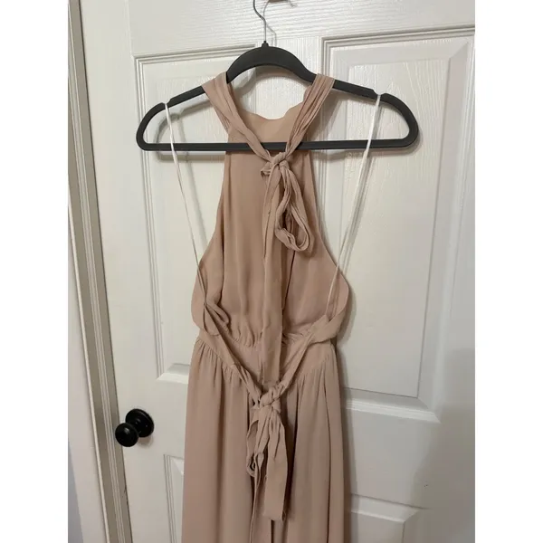 Reformation High Halter Neck‎ Open Back Maxi Dress Blush Nude Formal Gown - Image 8
