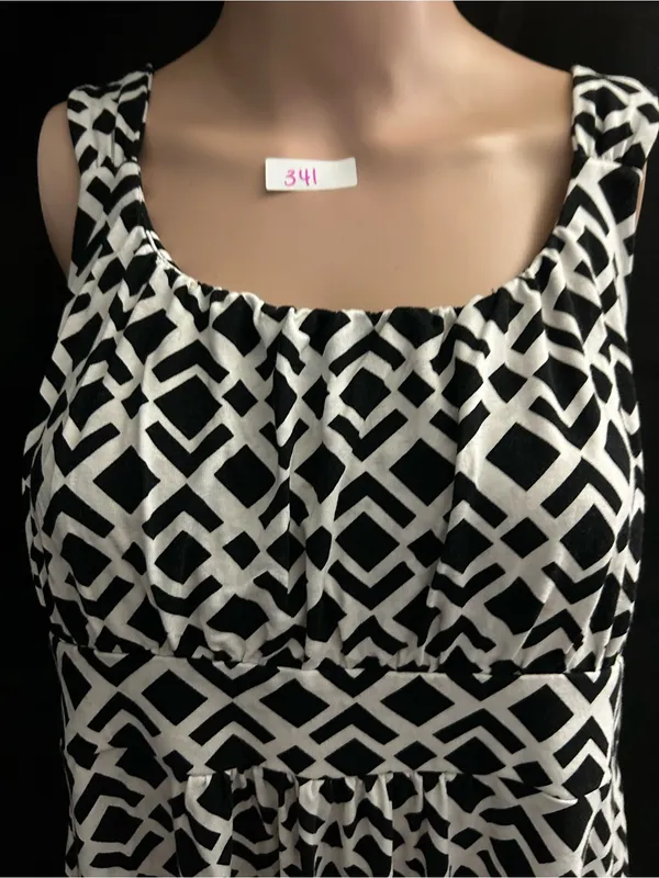 Ann Taylor Black & White Geometric Sleeveless Women’s Dress LG - Image 7