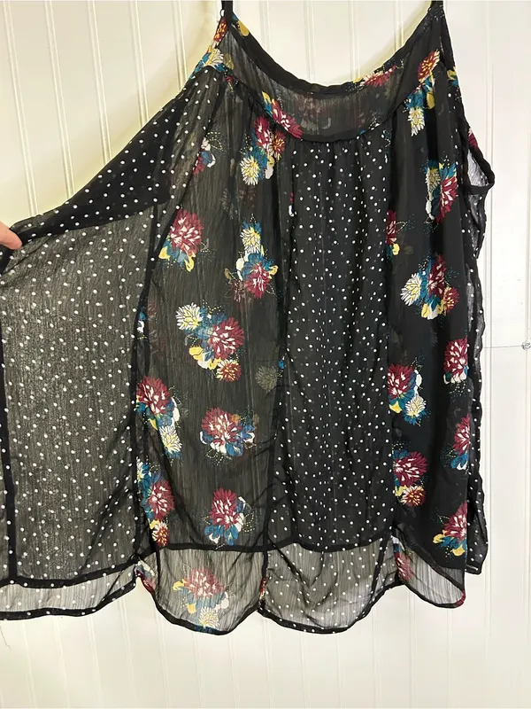 Torrid Mixed Floral & Dot Print Paneled Chiffon Cami - Image 2