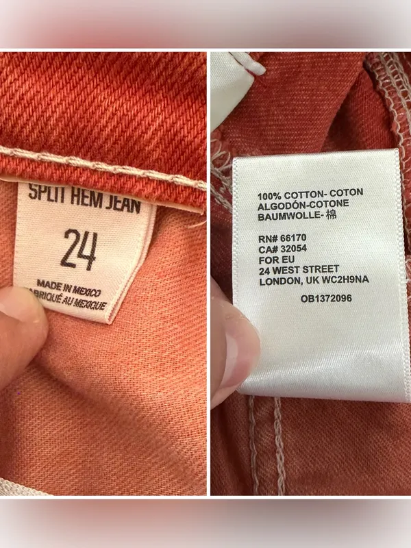 BDG Urban Outfitters Split Hem Jeans Women 24 Rust Red Straight Leg 100% Cotton - Image 2
