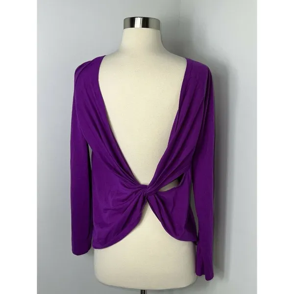 Fabletics Womens Switchback Activewear Top Size M Long Sleeve Purple Shirt - Image 3