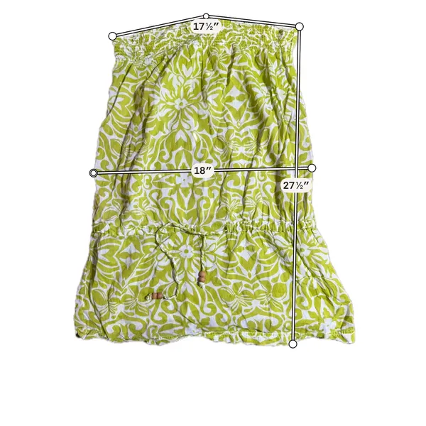 ONeill Womens Lime Green White Y2K‎ Cotton Strapless Tube Dress Smocked Medium - Image 3