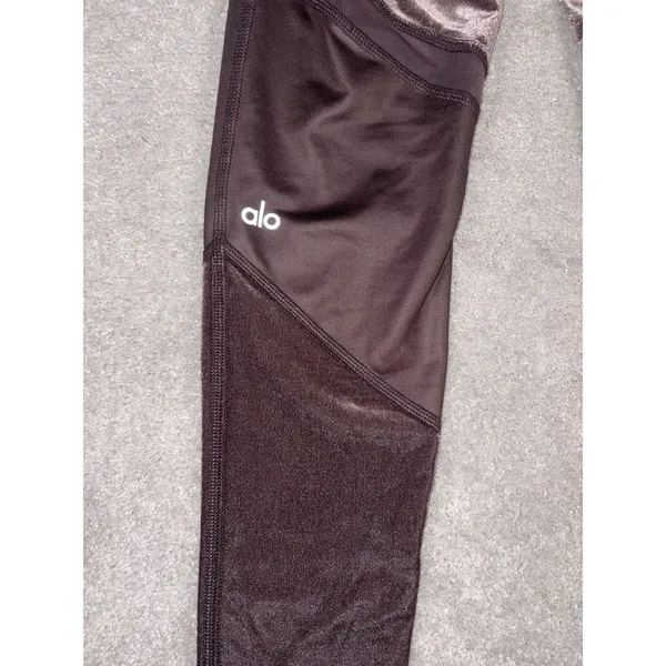 Alo Yoga Sheila High-Rise Velour-Panel Leggings Deep Purple Size M - Image 5