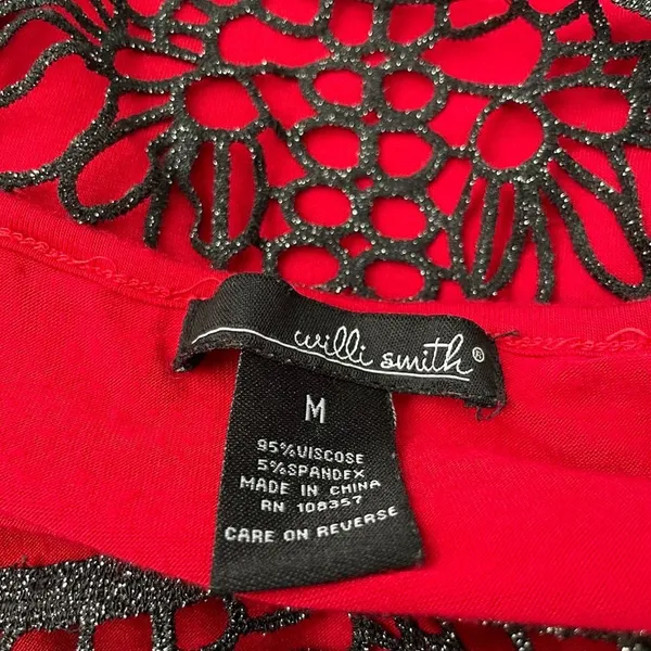 Willi Smith Whimsigoth Sleeveless Top Size Medium Red Going Out Tank Asymmetrical Fairy Chic - Image 6