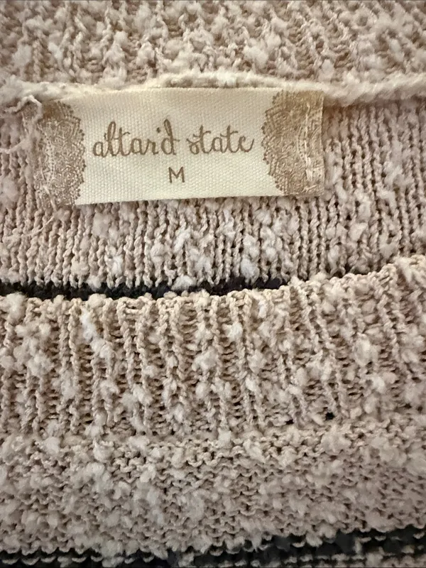 Altar'd State Striped Crewneck Sweater in Beige and Black - Image 4
