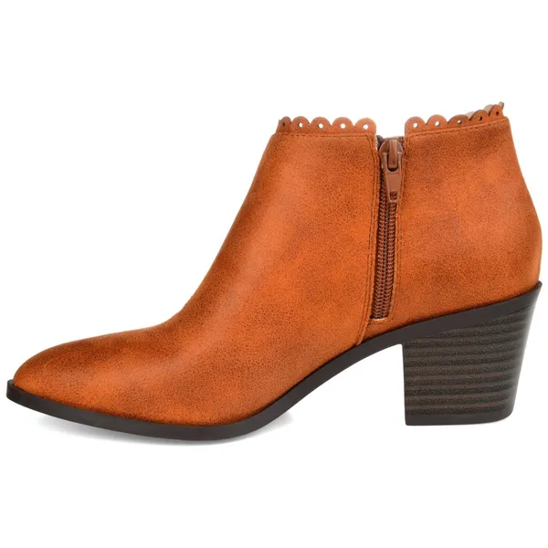 Journee Collection Womens Booties Size 8 Rust Orange Tessa Inside Zip Stacked Heel Almond - Image 2