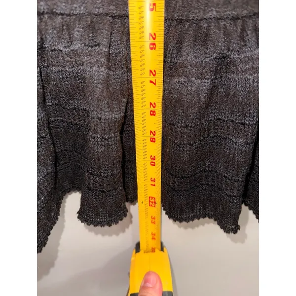 Free People Mini‎ Dress Women Medium Black Textured Ruffle Hem Boho Scoop Neck - Image 6