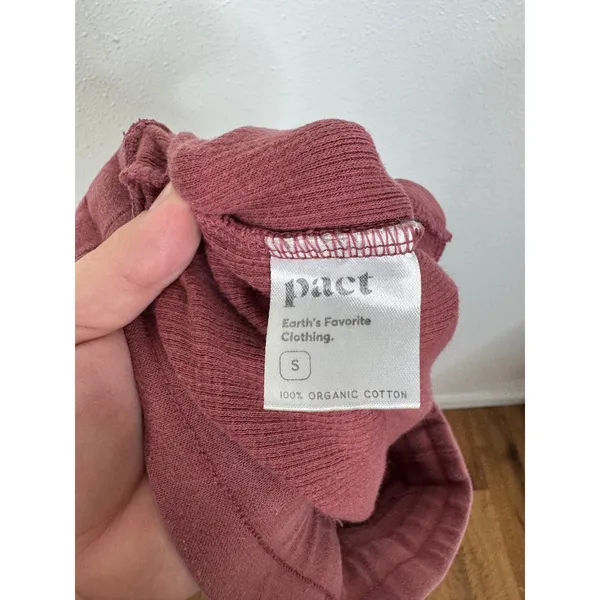 Pact Organic Cotton Waffle Knit Lounge Pants Rose Red Wide Leg Drawstring Small - Image 6