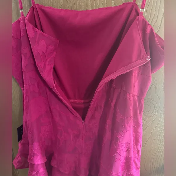 Lulus Days with You Magenta Floral Burnout Ruffled Mini Dress, Size XL NWT - Image 6