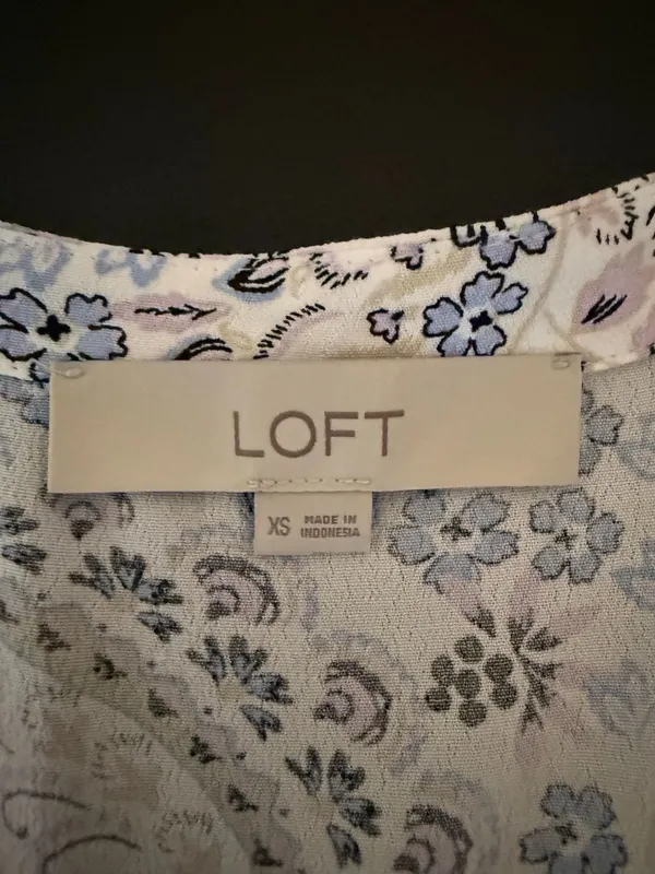 LOFT Paisley Button Front‎ Tiered Mini Dress Size XS - Image 4