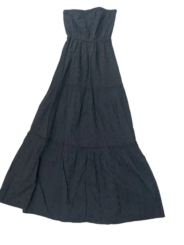 Cottagecore Old Navy Women’s Black Strapless Tiered Eyelet Maxi Dress Prairie - Image 2