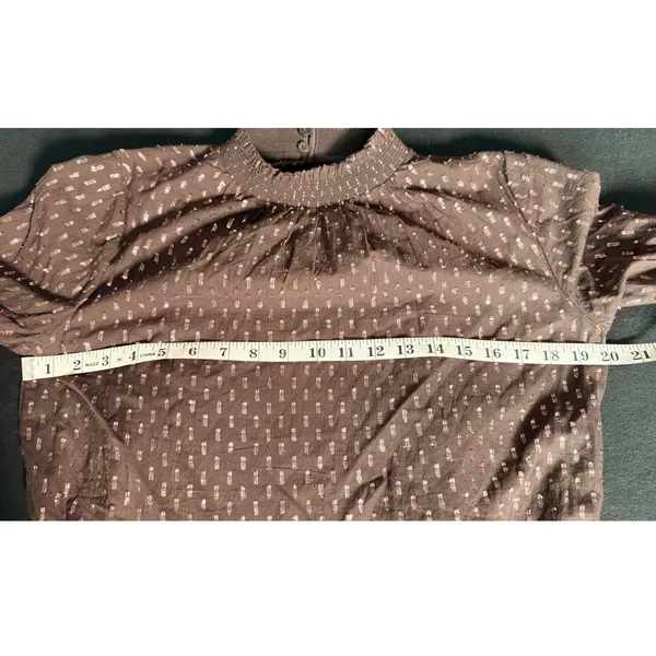 Gap Womens Brown Metallic Clip Dot Smocked High Neck Tiered Mini Dress Small NEW - Image 9