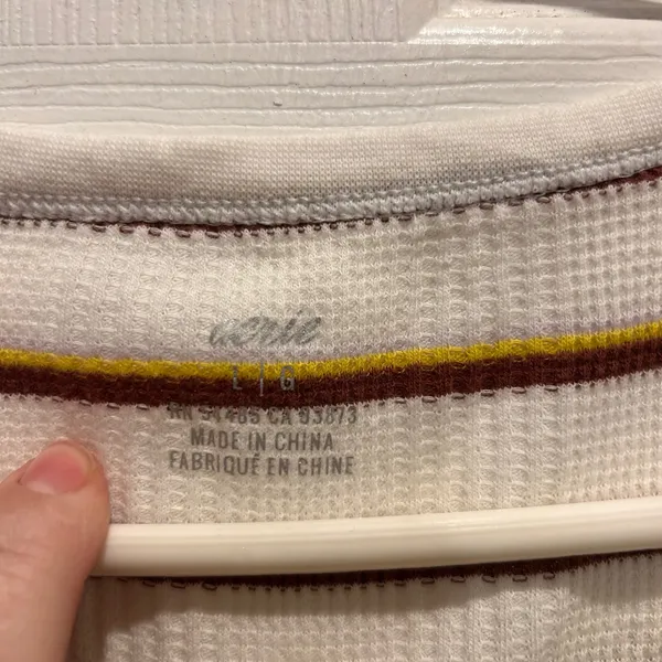 Aerie Striped Thermal Tank Top‎ Size L White Brown Yellow Purple Ribbed Knit - Image 3
