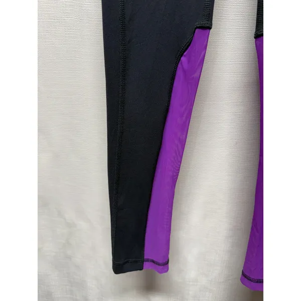 Alo Yoga Women Black Purple Mesh Panel Leggings XS Athletic Gym Workout - Image 4